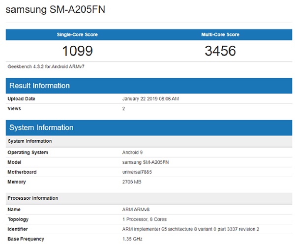 ram of galaxy a20
